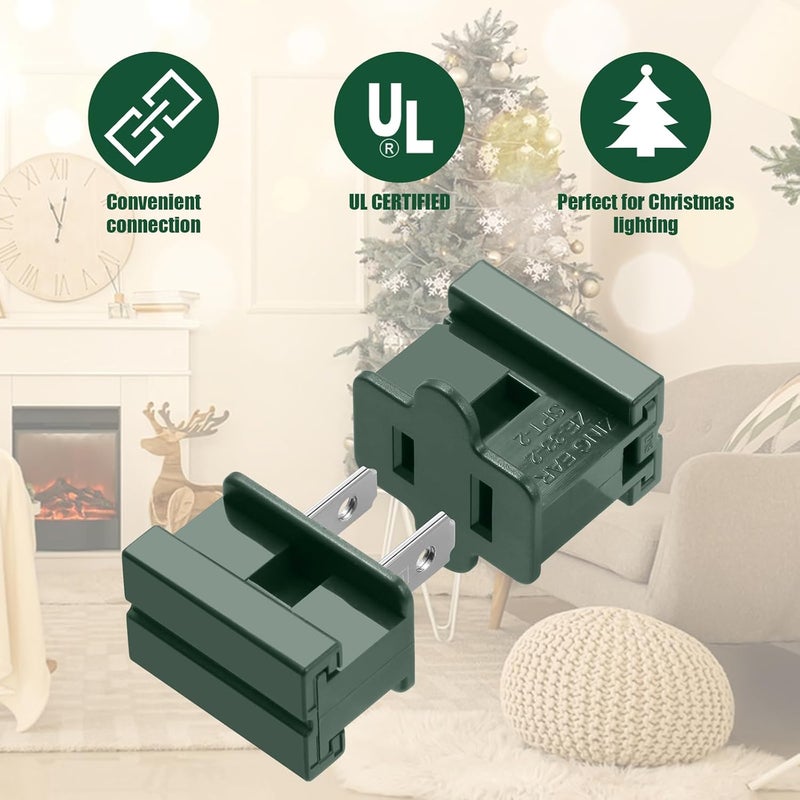 Makevivi SPT-2 Vampire Plugs, Christmas Light Plug Male and Female, Christmas Light Plug Ends Rated 8A 125V, 20 Sets(40 Pcs) - Image 3